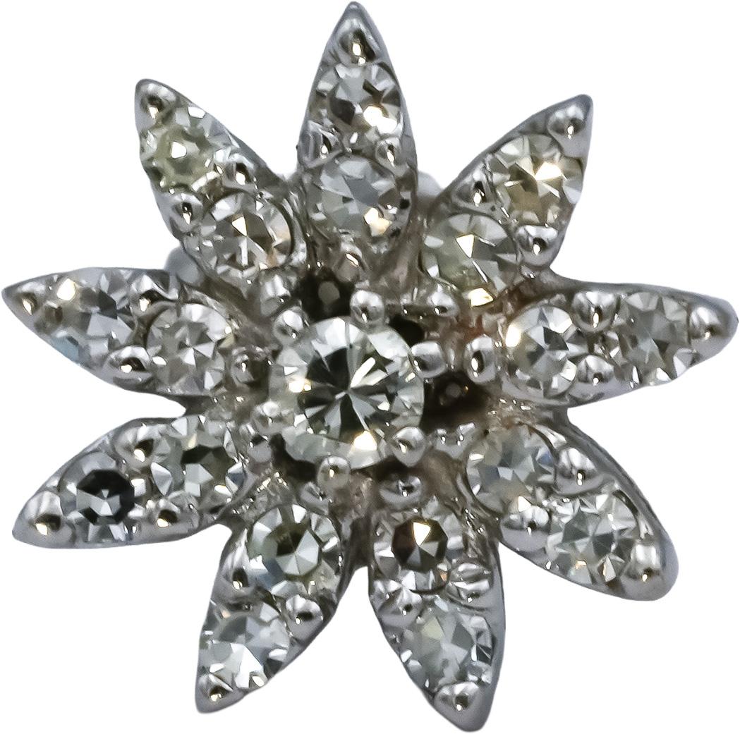 14k White Gold VS Round Diamond Cluster Flower Stud Earrings 0.68CT