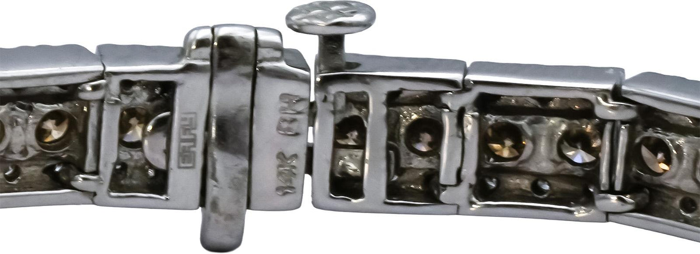 EFFY 14k White Gold Round Diamond Fancy Link Bracelet 3.50CTW
