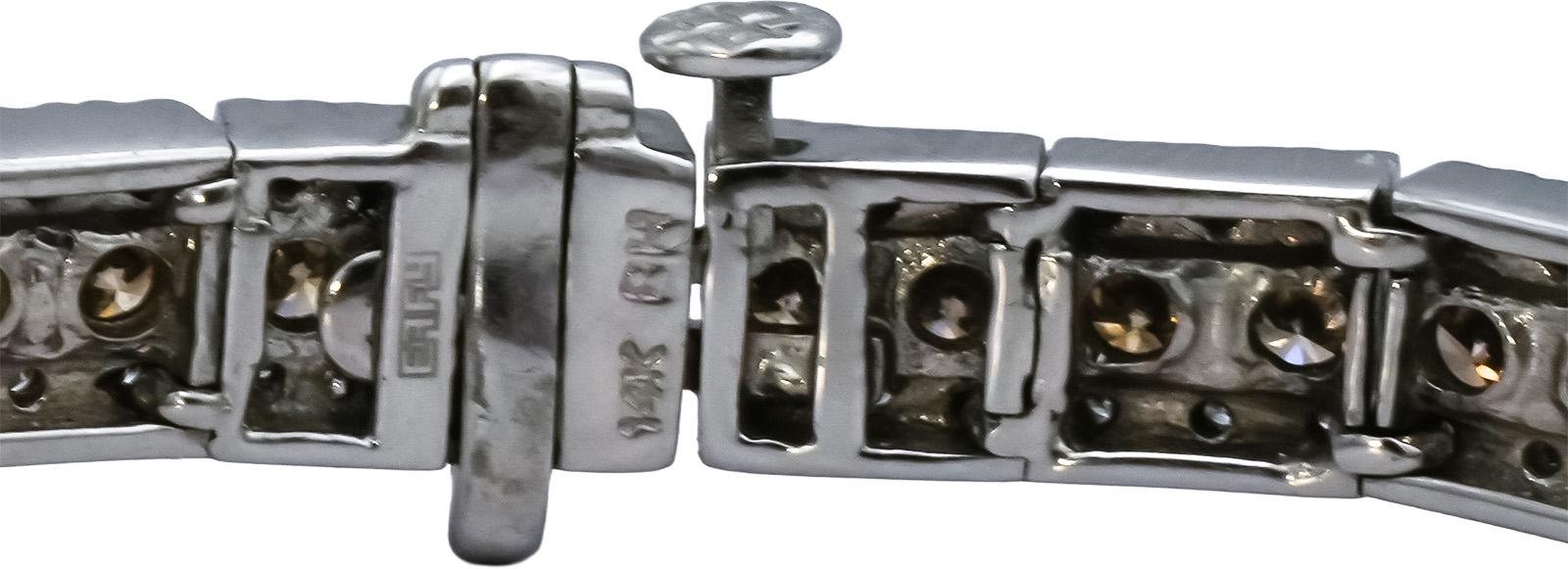 EFFY 14k White Gold Round Diamond Fancy Link Bracelet 3.50CTW