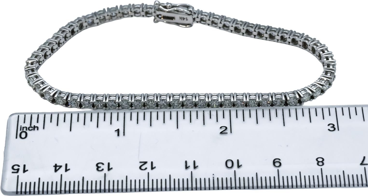 14k White Gold VS Round Diamond Tennis Bracelet 4.75CT