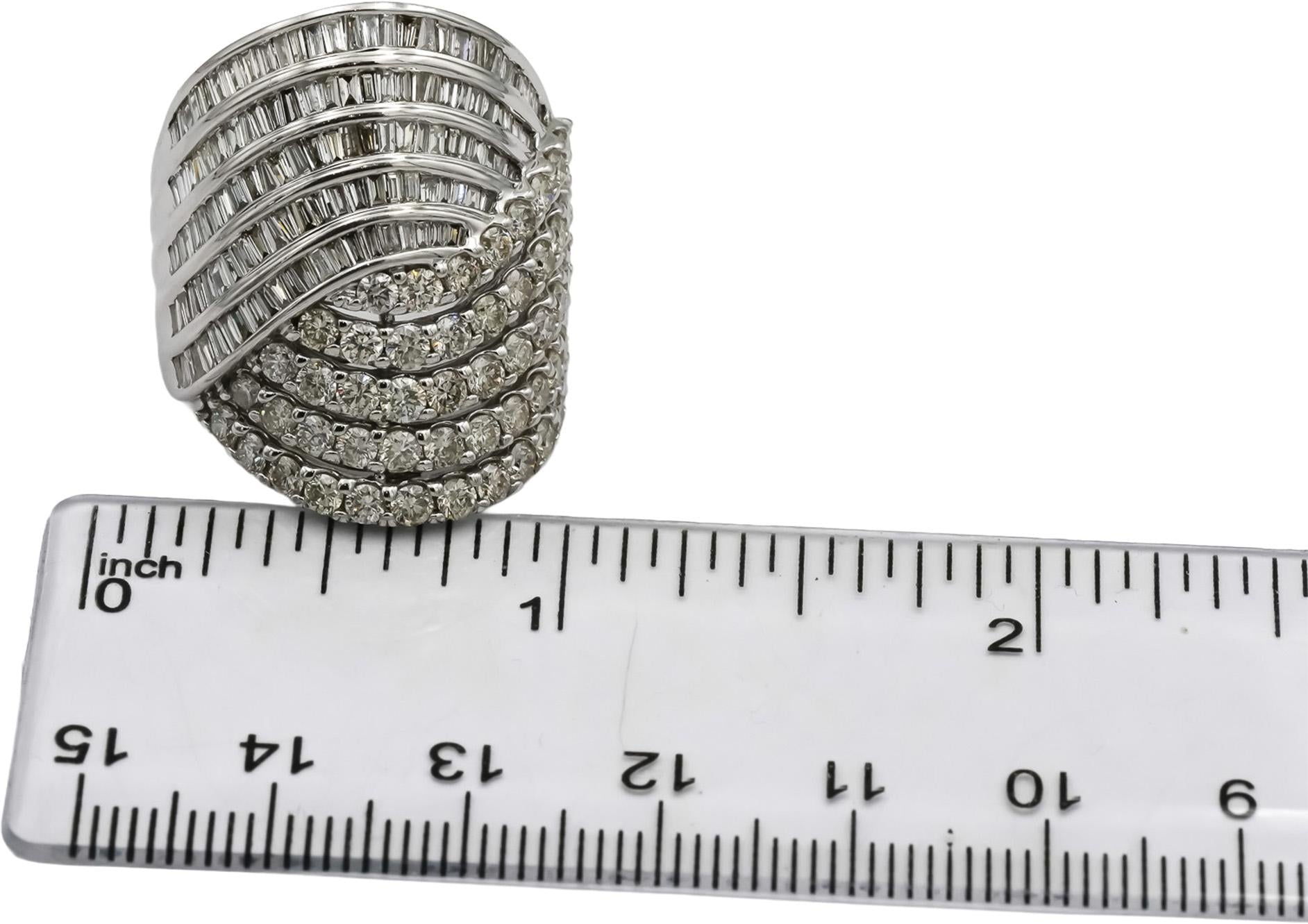 10k White Gold VS Diamond Multi-Row Bypass Ring 5.0CT Size 7.75