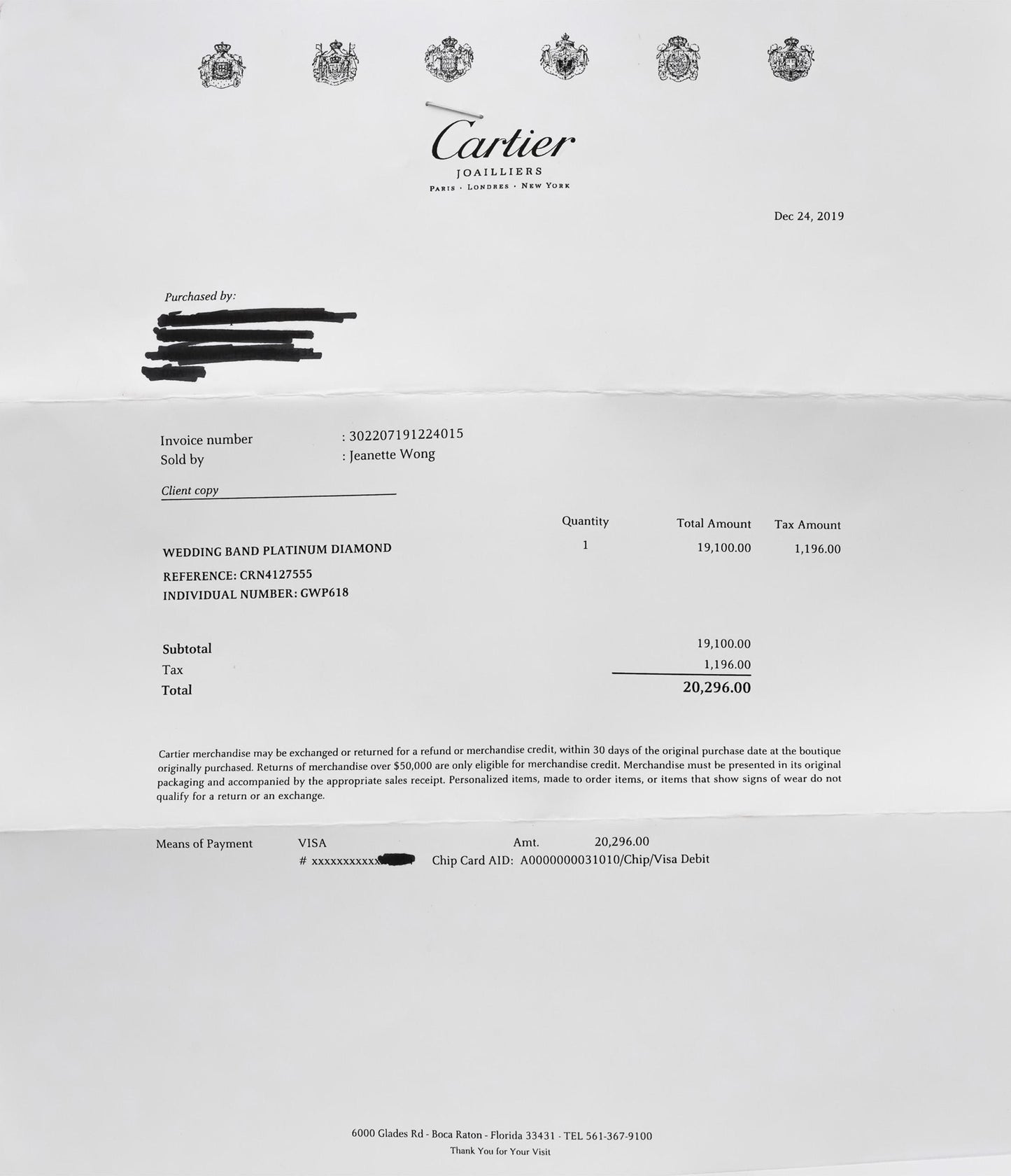 CARTIER Platinum VS Round Diamond Eternity Ring 2.56CT Size 55 - 23,500 Retail