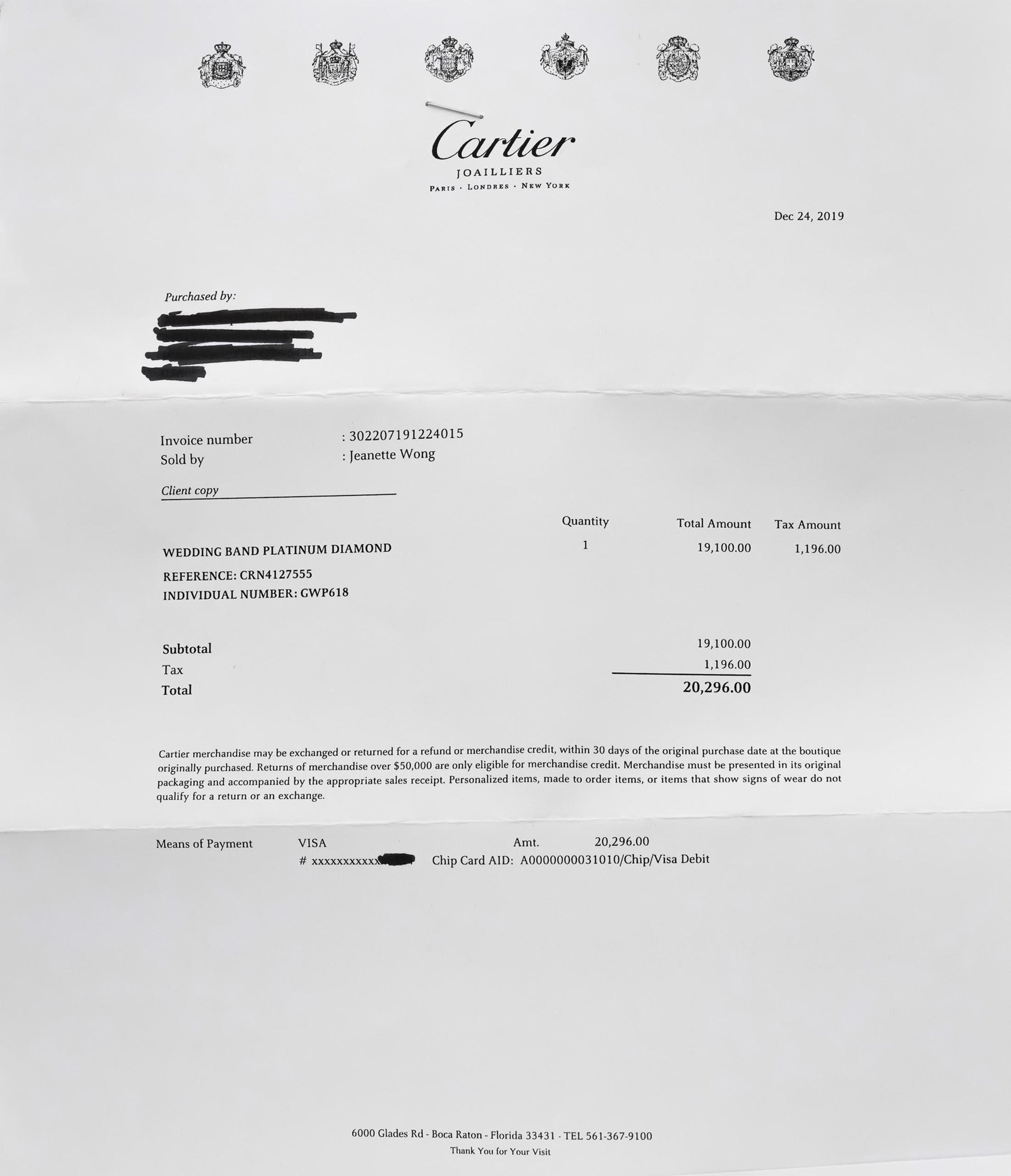 CARTIER Platinum VS Round Diamond Eternity Ring 2.56CT Size 55 - 23,500 Retail