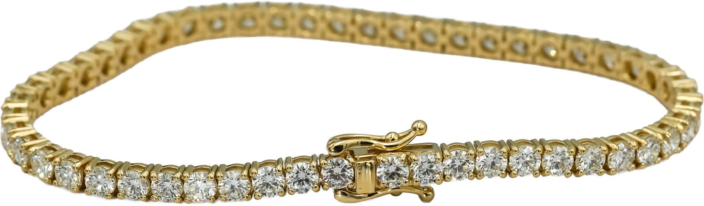 14k Yellow Gold VS Round Diamond Tennis Bracelet 7.19CT