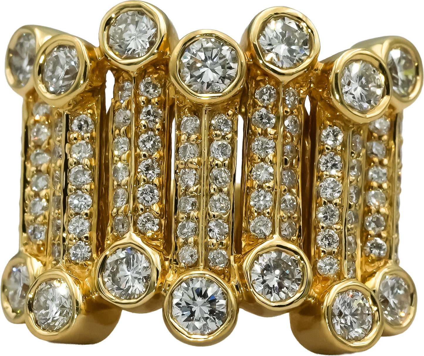 SONIA B. 14k Yellow Gold VS Round Diamond Cocktail Ring 2.0CT Size 5.25