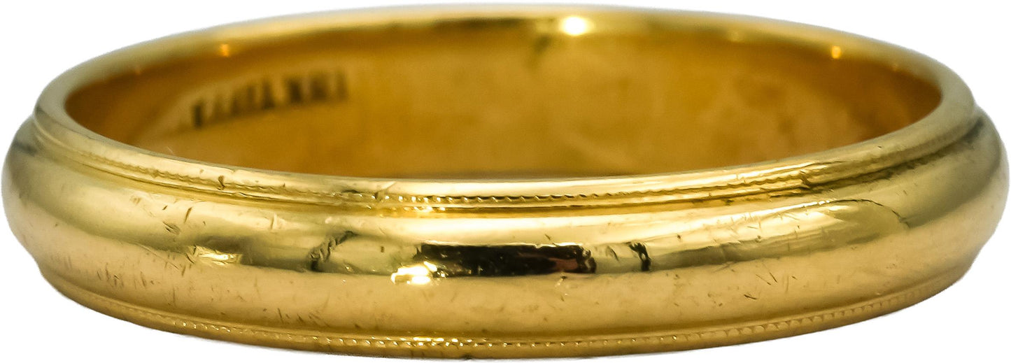 TIFFANY & CO. Vintage 18k Yellow Gold Milgrain Wedding Band Ring Size 10.75