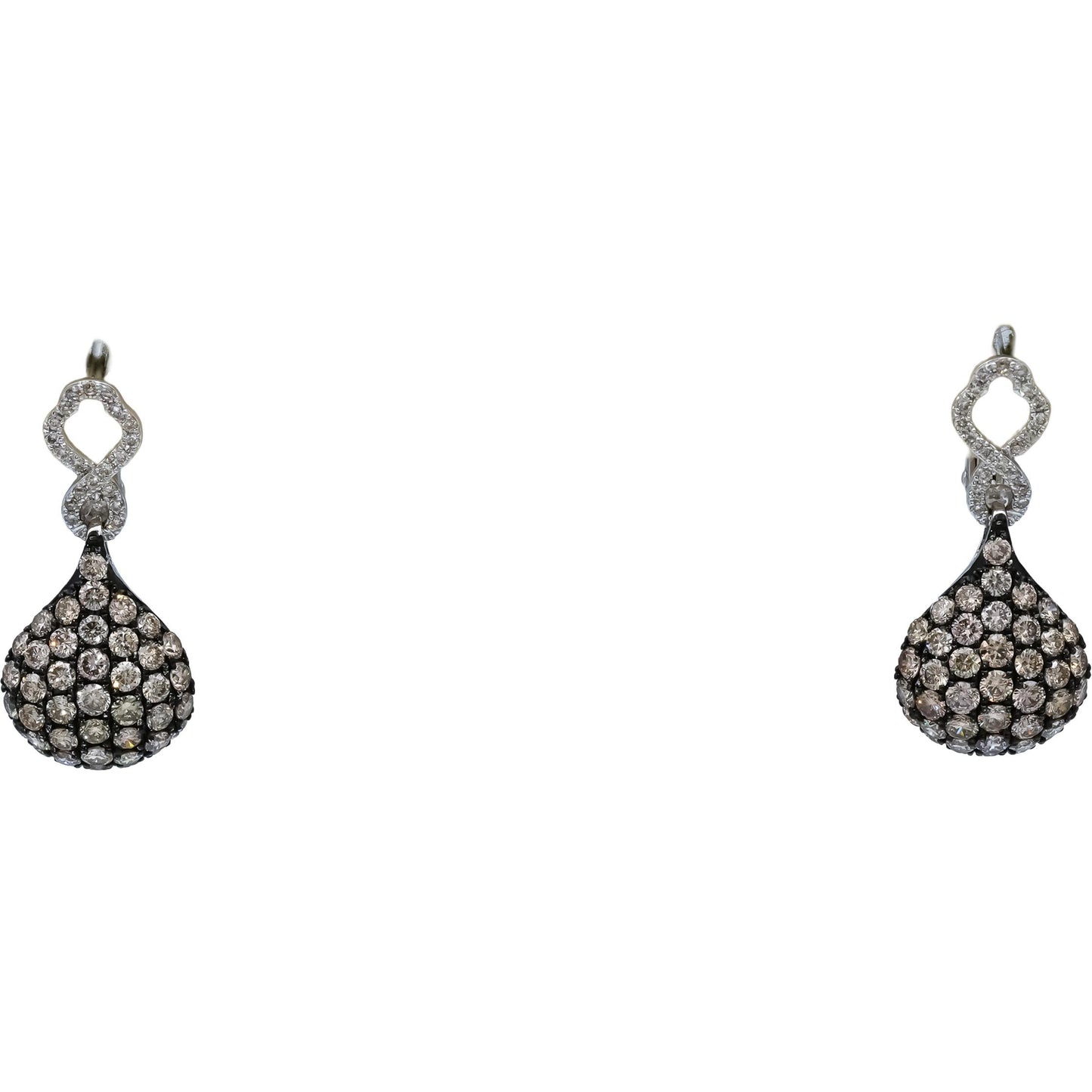 14k White Gold Round Diamond Drop Dangle Cluster Earrings 1.75CT