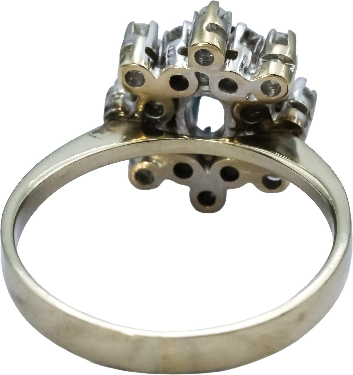 14k White Gold Blue Sapphire & Diamond Cluster Cocktail Ring 0.50CT Size 6.75