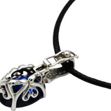 14k White Gold Diamond and Lab Grown Sapphire Pendant Necklace 8.05CTW