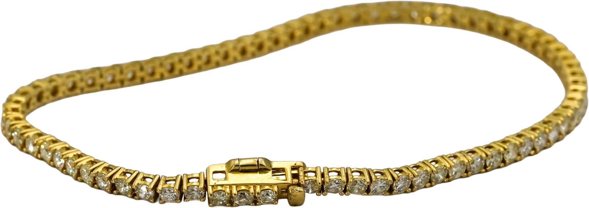 18k Yellow Gold VS Round Diamond Tennis Bracelet 3.0CT