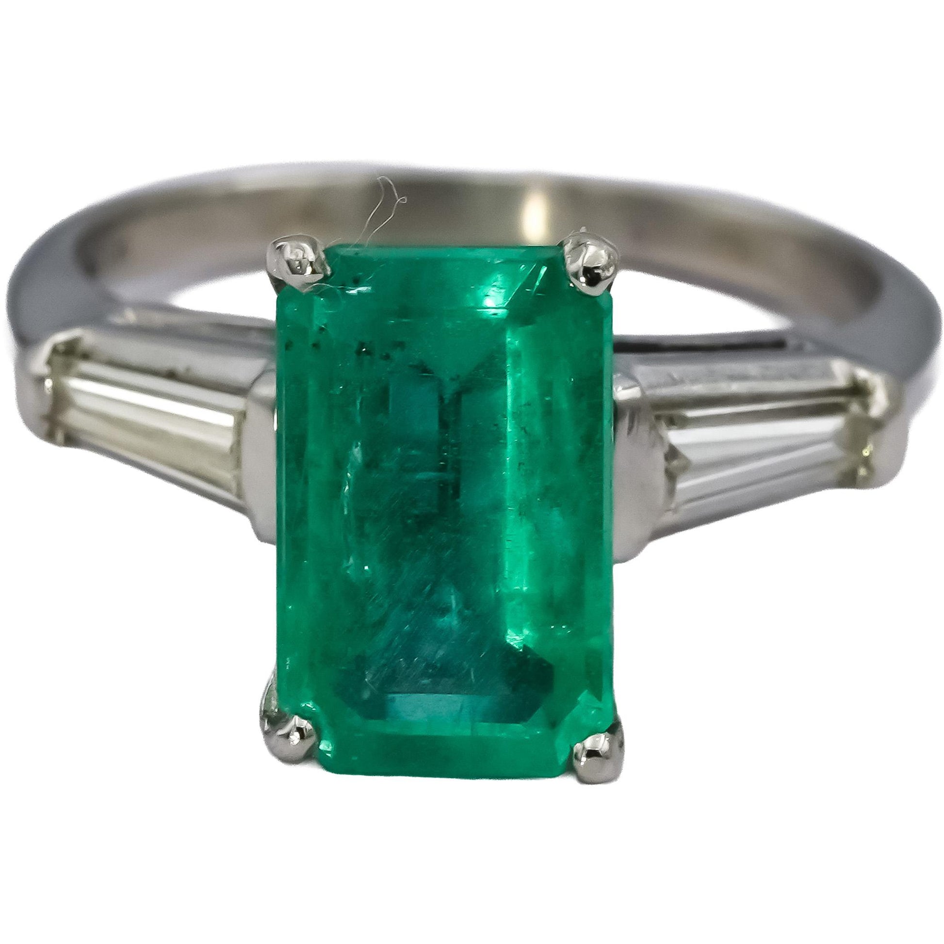 Platinum VS Diamond and Emerald Cocktail Ring 2.93CTW Size 6.25