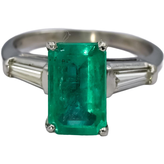 Platinum VS Diamond and Emerald Cocktail Ring 2.93CTW Size 6.25