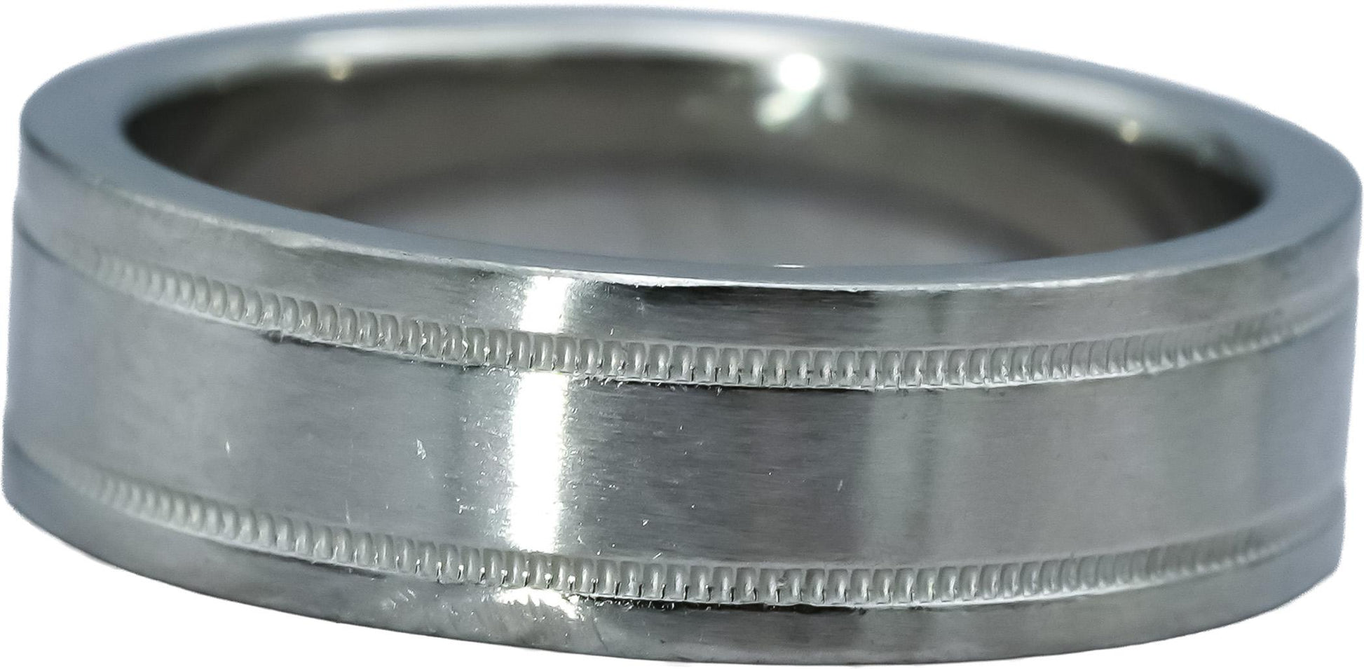 TIFFANY & CO. Platinum Together Milgrain 6.mm Wide Wedding Band Ring Size 7.5