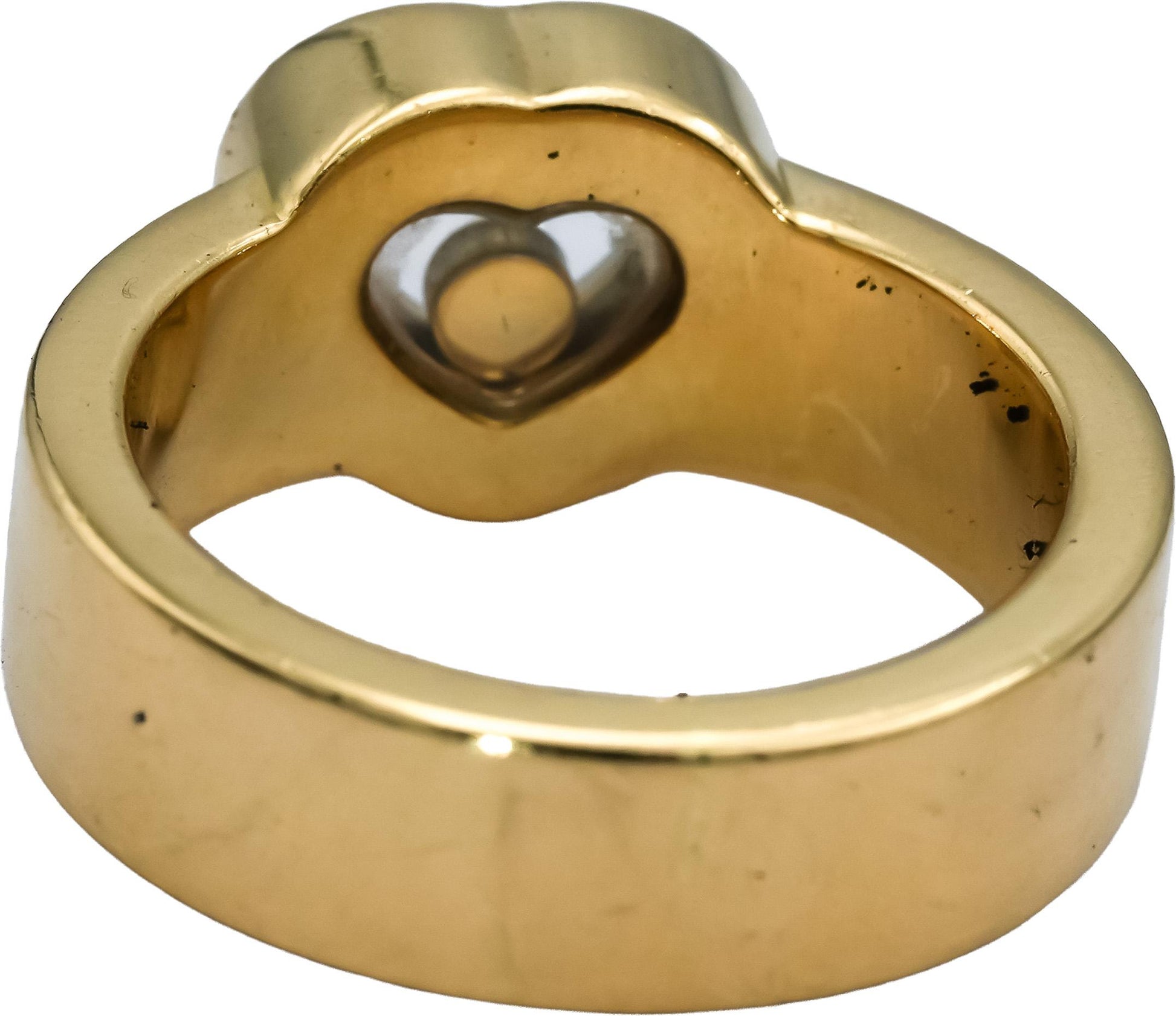 CHOPARD 18k Yellow Gold Happy Diamond Heart Ring Size 5.75 w/ Box Papers