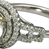 18k White Gold Round Diamond Engagement Ring 2.60CT w/ 2.14CT Center Size 6.5