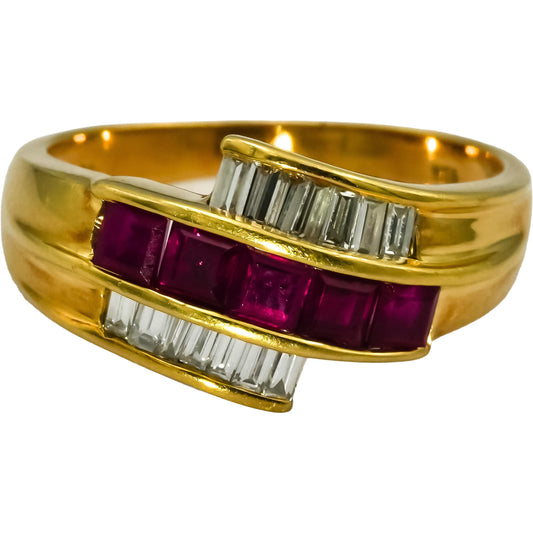 18k Yellow Gold VS Diamond and Ruby Band Ring 1.50CT Size 7.5