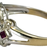 14k White Gold Ruby and Diamond Cocktail Ring 0.60CT Size 7.5