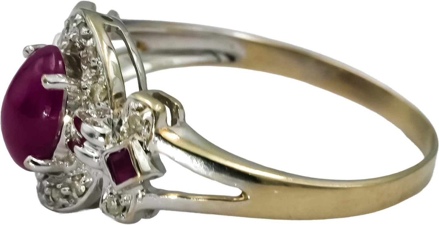 14k White Gold Ruby and Diamond Cocktail Ring 0.60CT Size 7.5