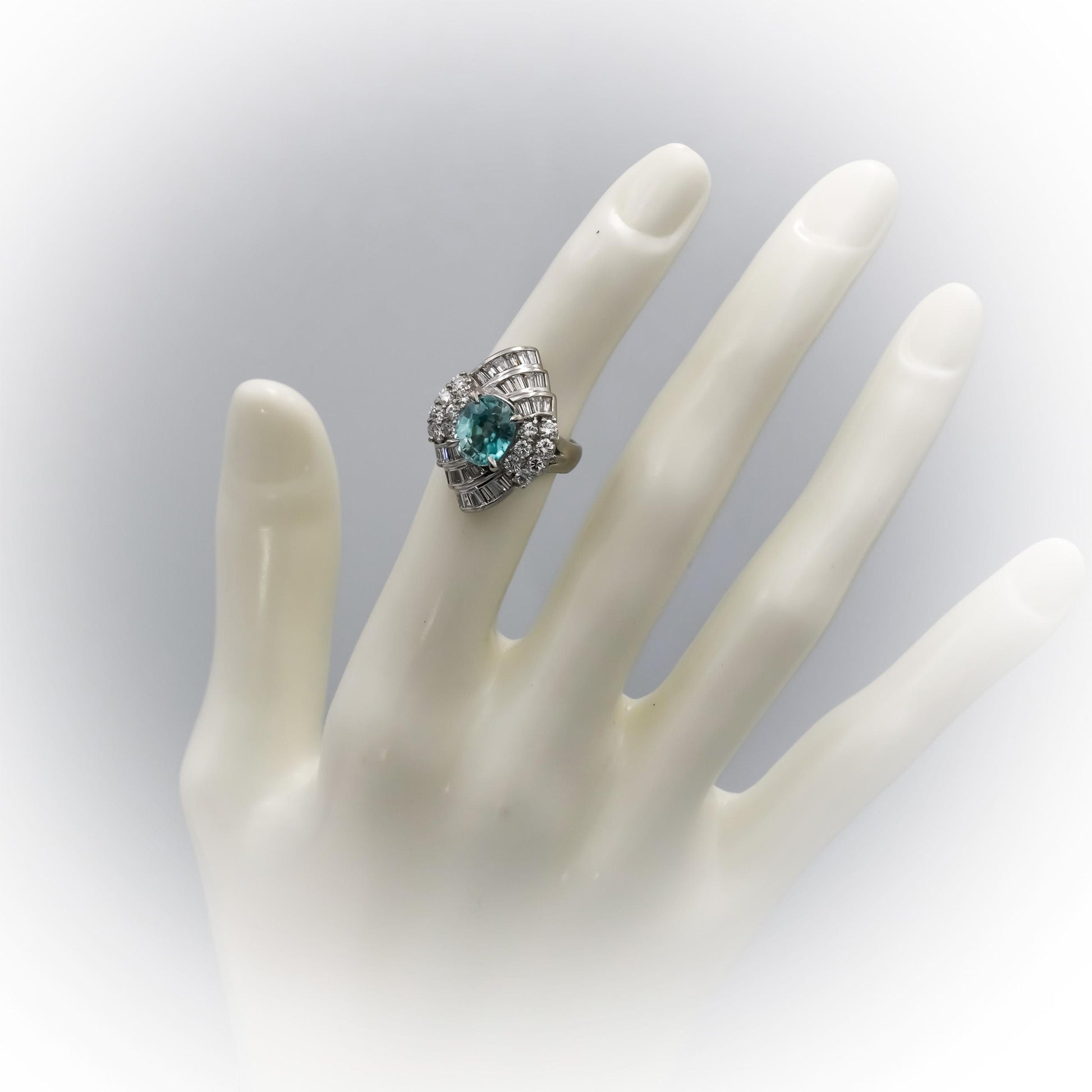 Platinum VS Diamond and Blue Zircon Cocktail Ring 4.92CT Size 4.75