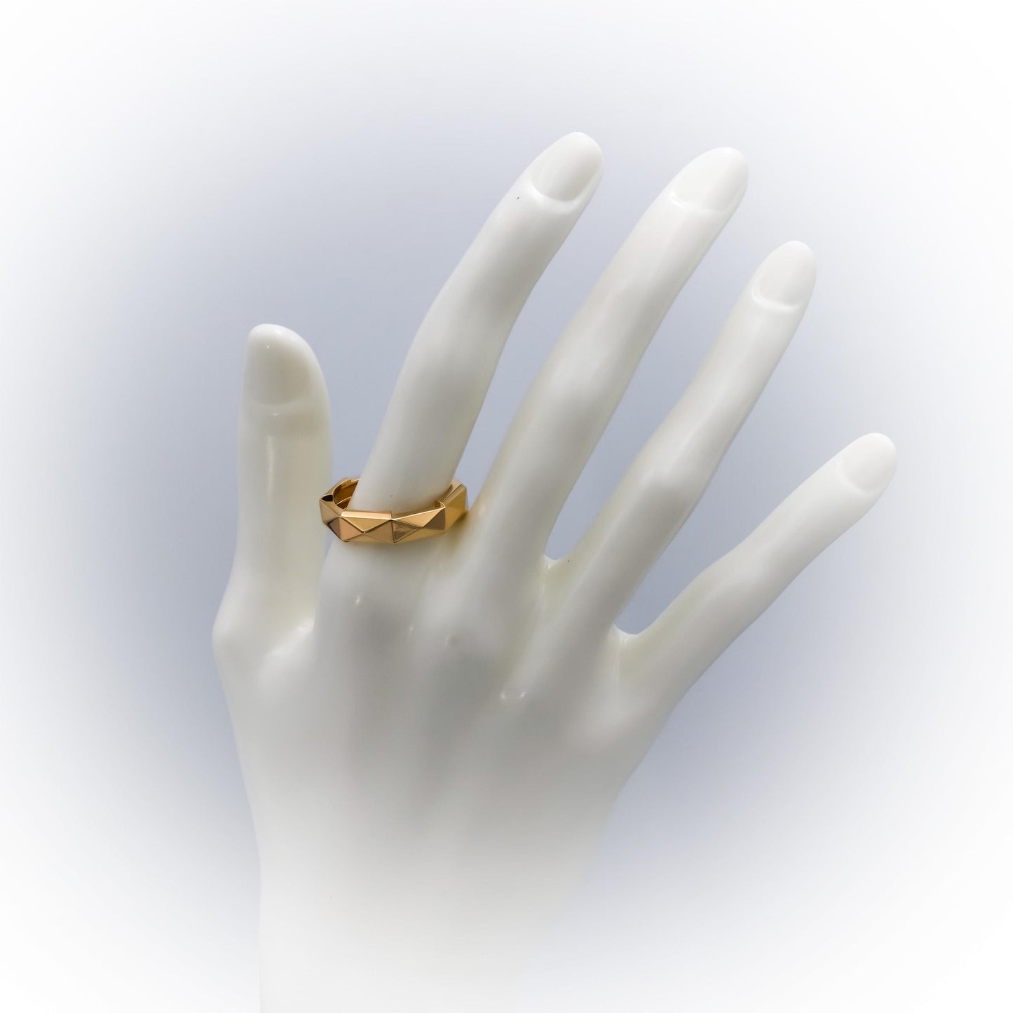GUCCI 18k Yellow Gold Link to Love Studded Ring w/ Box and Pouch Size 10