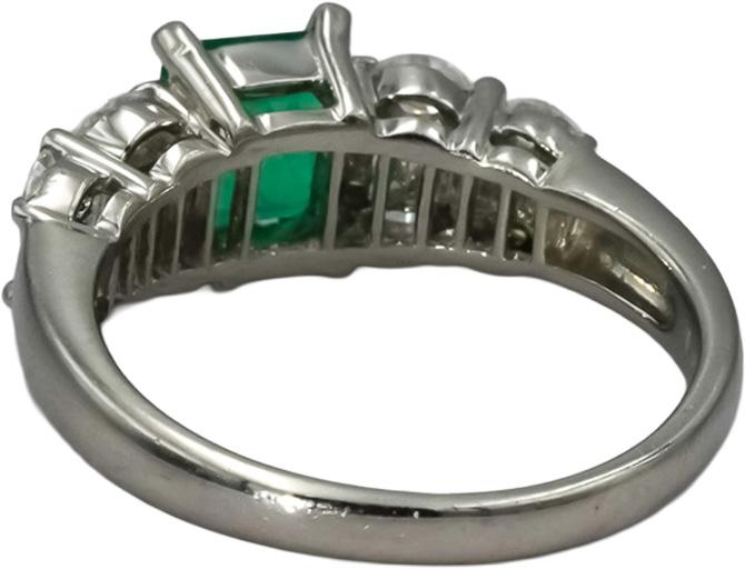 Platinum Baguette Marquise Diamond and Oval Emerald Cocktail Ring 1.30CT Sz 6.5