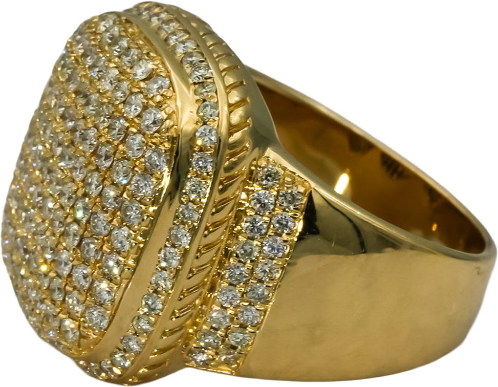 14k Yellow Gold Round Diamond Cluster Men's Ring 2.50CT Size 10