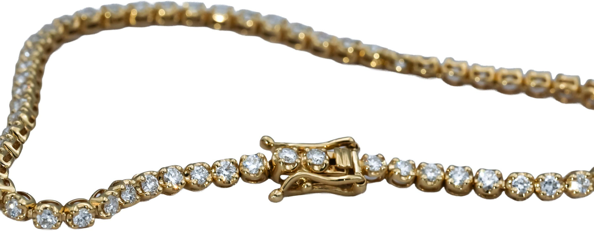 14k Yellow Gold VS Lab-Grown Diamond Tennis Bracelet 1.90CT