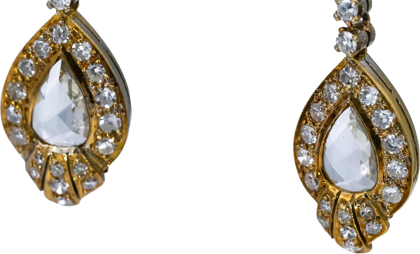 Vintage Antique 14k Yellow Gold VS Diamond Drop Dangle Earrings 2.80CT