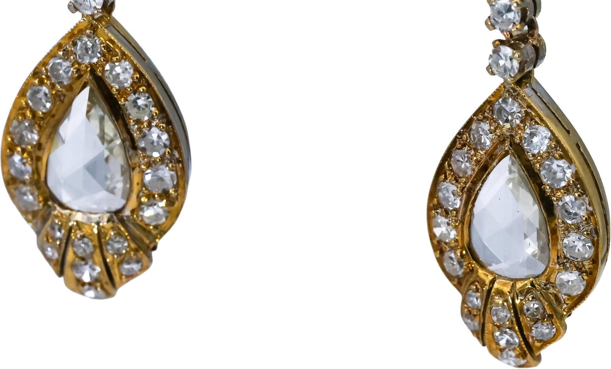 Vintage Antique 14k Yellow Gold VS Diamond Drop Dangle Earrings 2.80CT