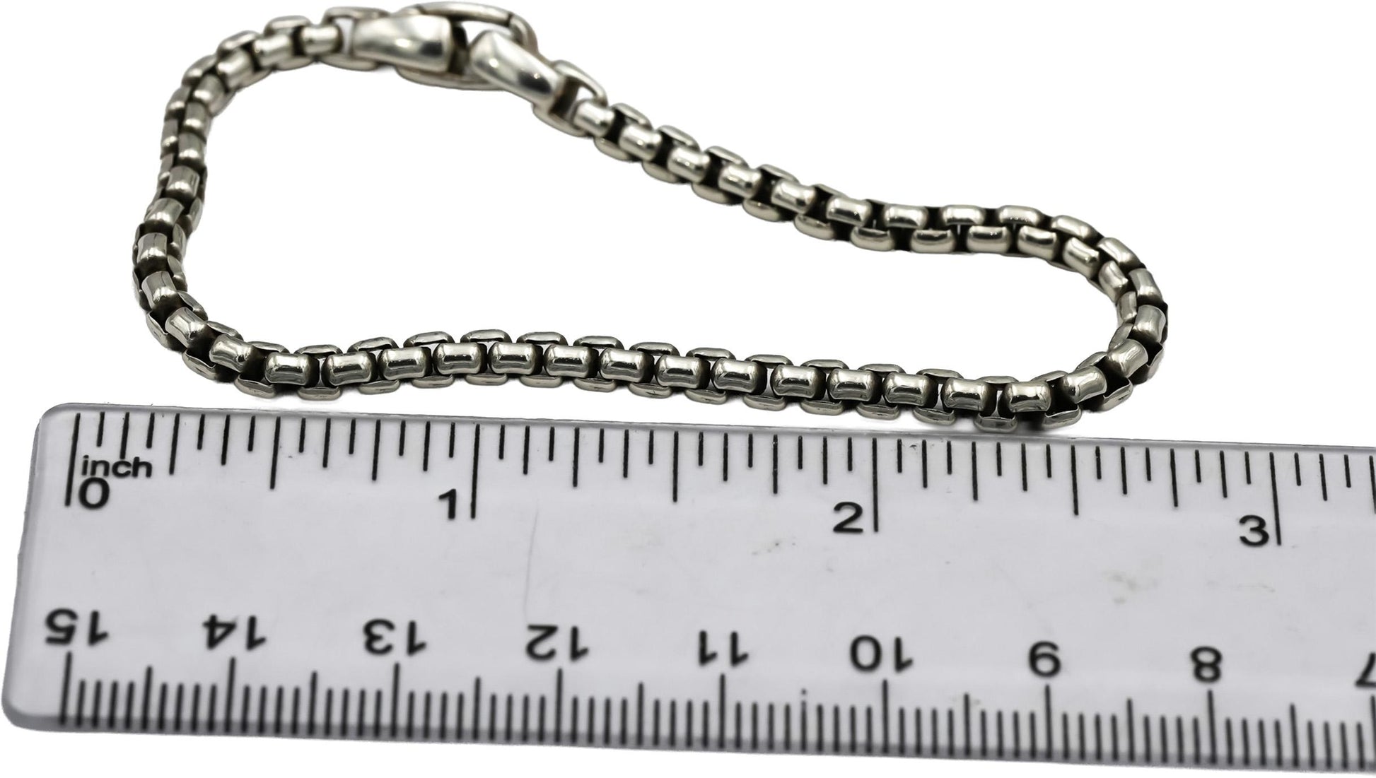 DAVID YURMAN Sterling Silver Box Link Bracelet Size Small 3.6mm Wide 7.0in Long
