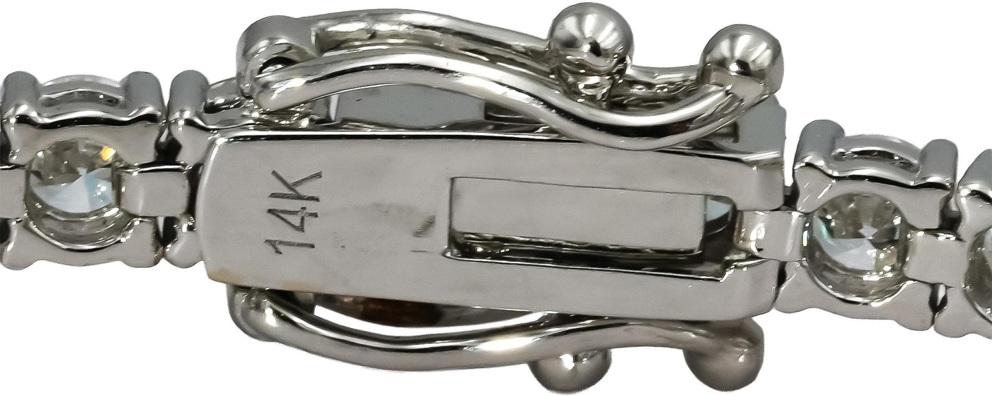 14k White Gold VS Round Lab-Grown Diamond Tennis Bracelet 6.99CT
