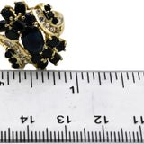 14k Yellow Gold White and Blue Sapphire Cluster Cocktail Ring 3.0CT Size 8.5