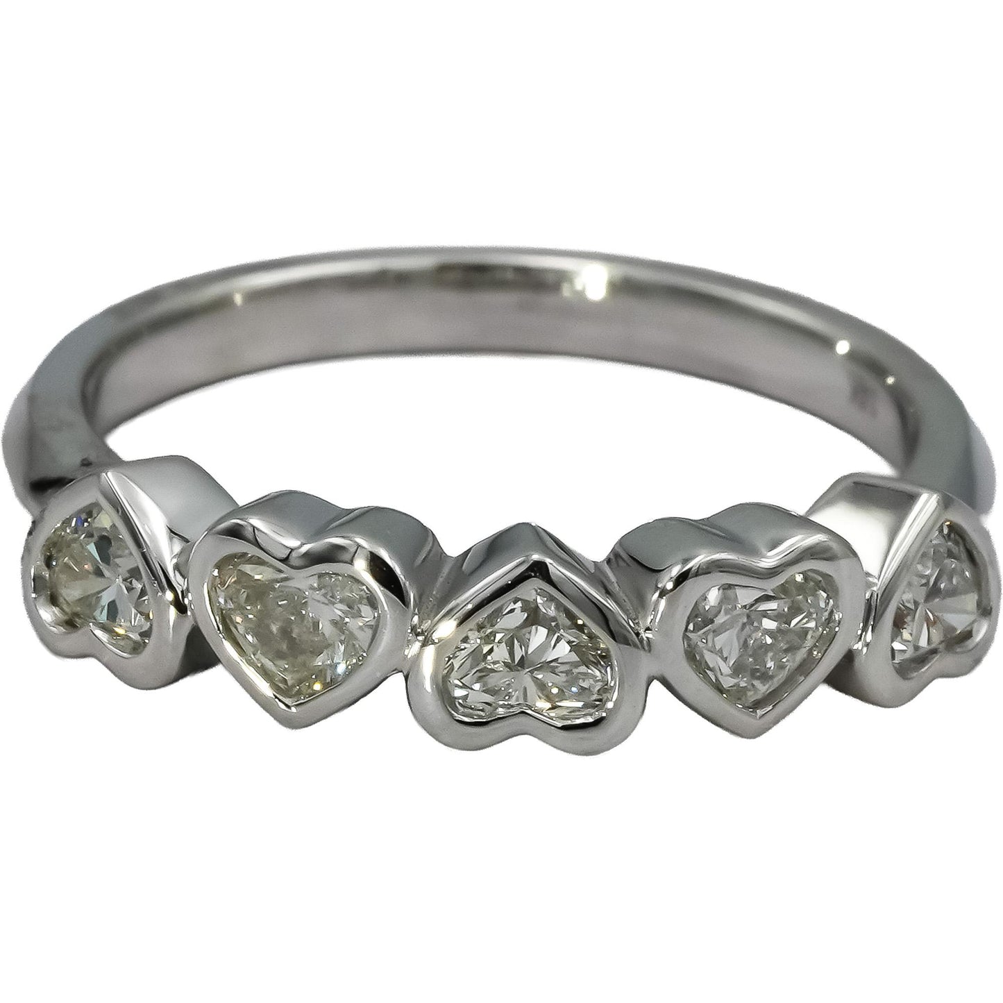 14k White Gold Heart Cut VS Diamond Five Stone Band Ring 0.75CT Size 7
