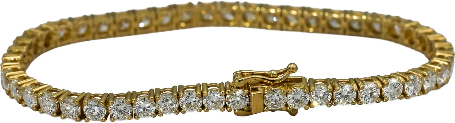 14k Yellow Gold VS Round Diamond Tennis Bracelet 9.08CT