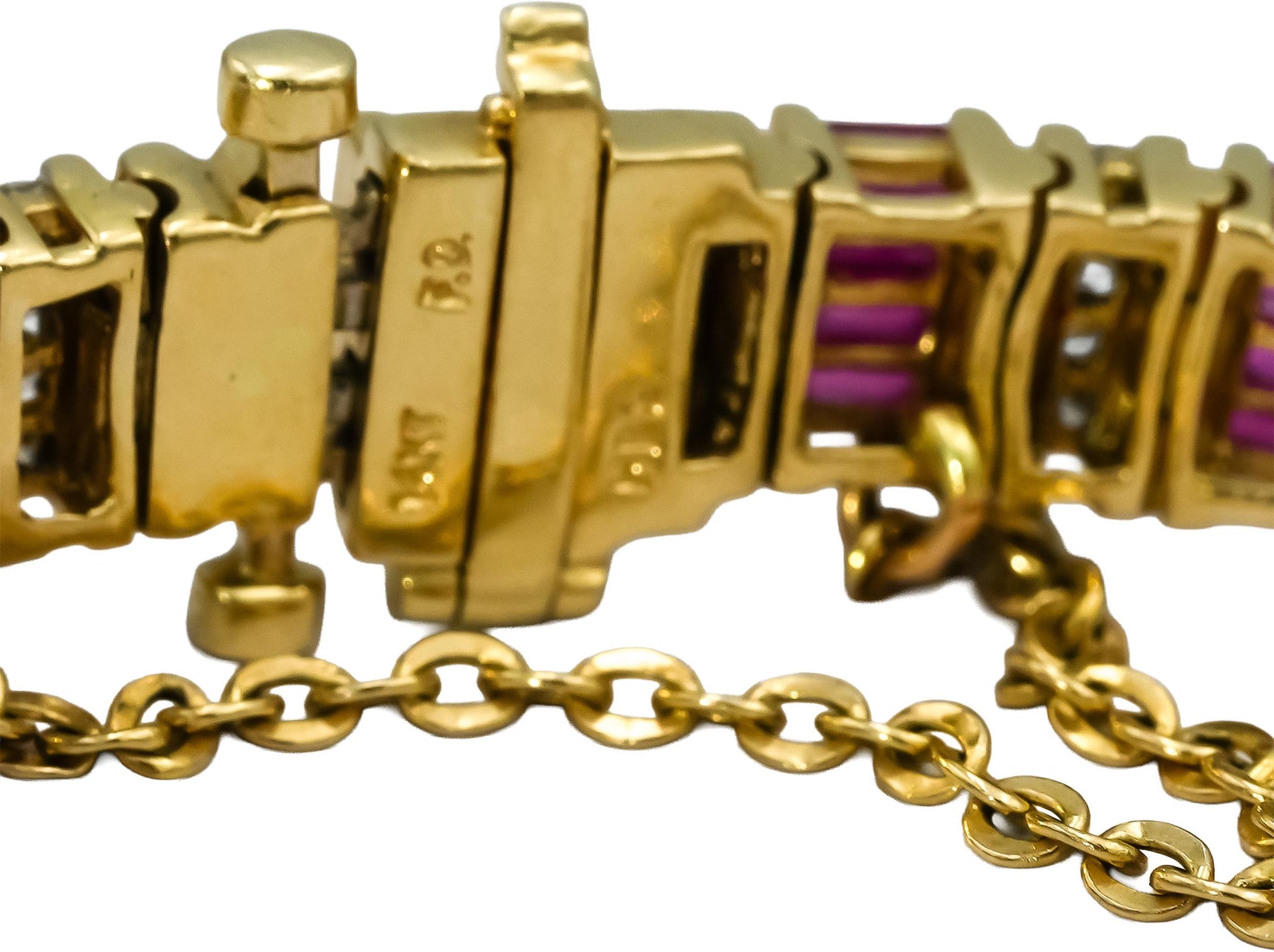 14k Yellow and White Gold Diamond and Ruby Line Bracelet 4.0CT