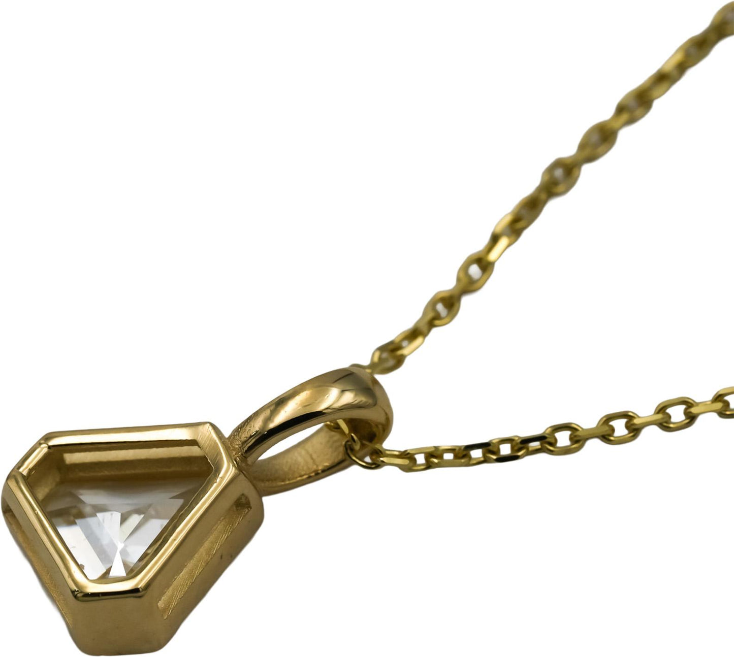 GIA 14k Yellow Gold SI2/J Trillion Step Cut Diamond Pendant Necklace 1.01CT