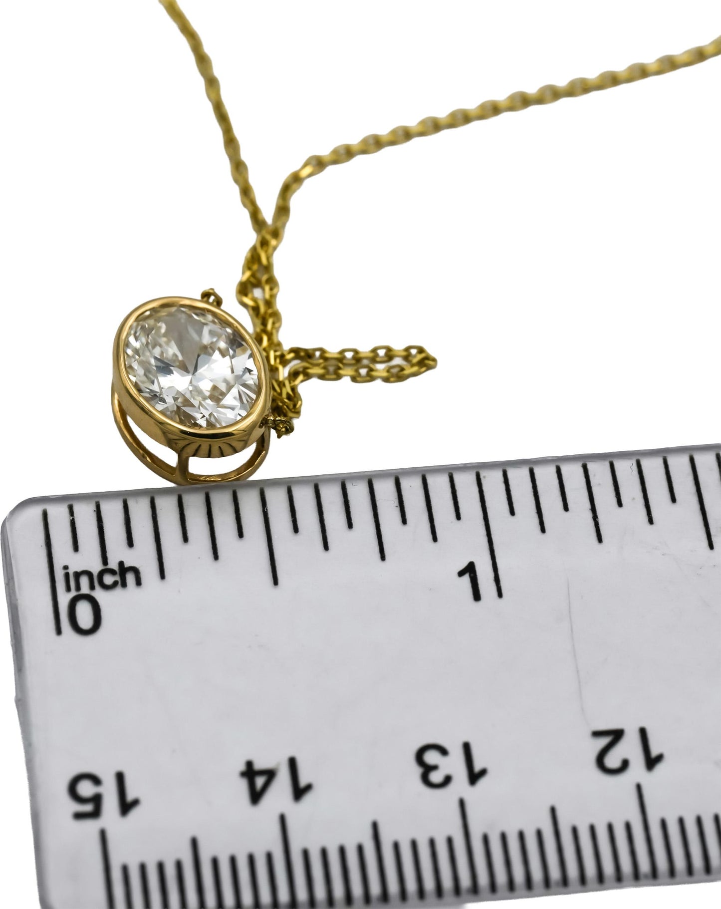 IGI 14k Yellow Gold VS1/E Oval Cut Lab-Grown Diamond Pendant Necklace 2.43CT