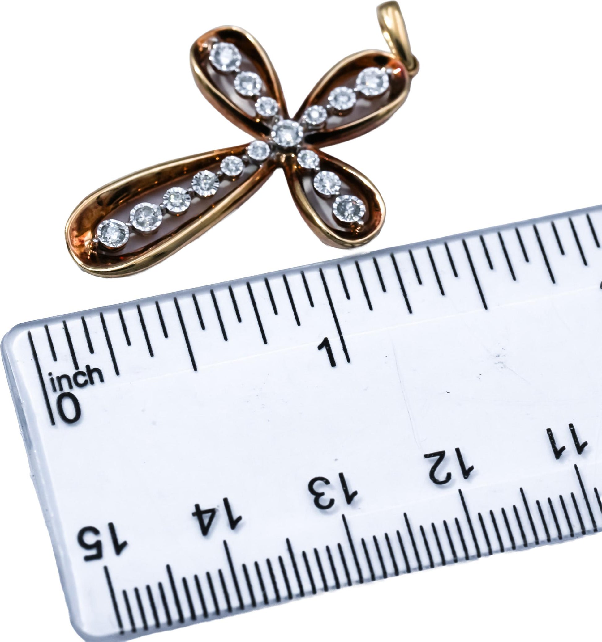 10k Yellow Gold Round Diamond Cross Crucifix Pendant 0.35CT