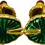 Designer 18k Yellow Gold Enamel Frog Earrings