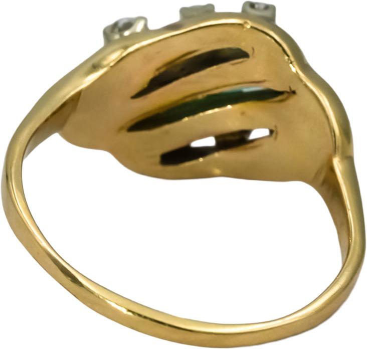14k Yellow Gold VS Diamond and Green Tourmaline Cocktail Ring 0.15CT Size 9