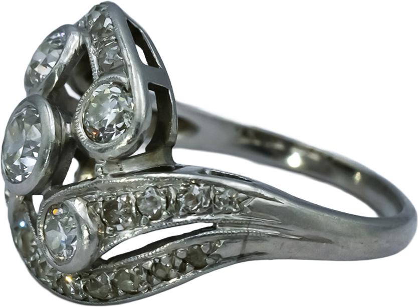 Antique Vintage Platinum Old Euro and Single Cut Diamond Ring 1.50CT Size 5