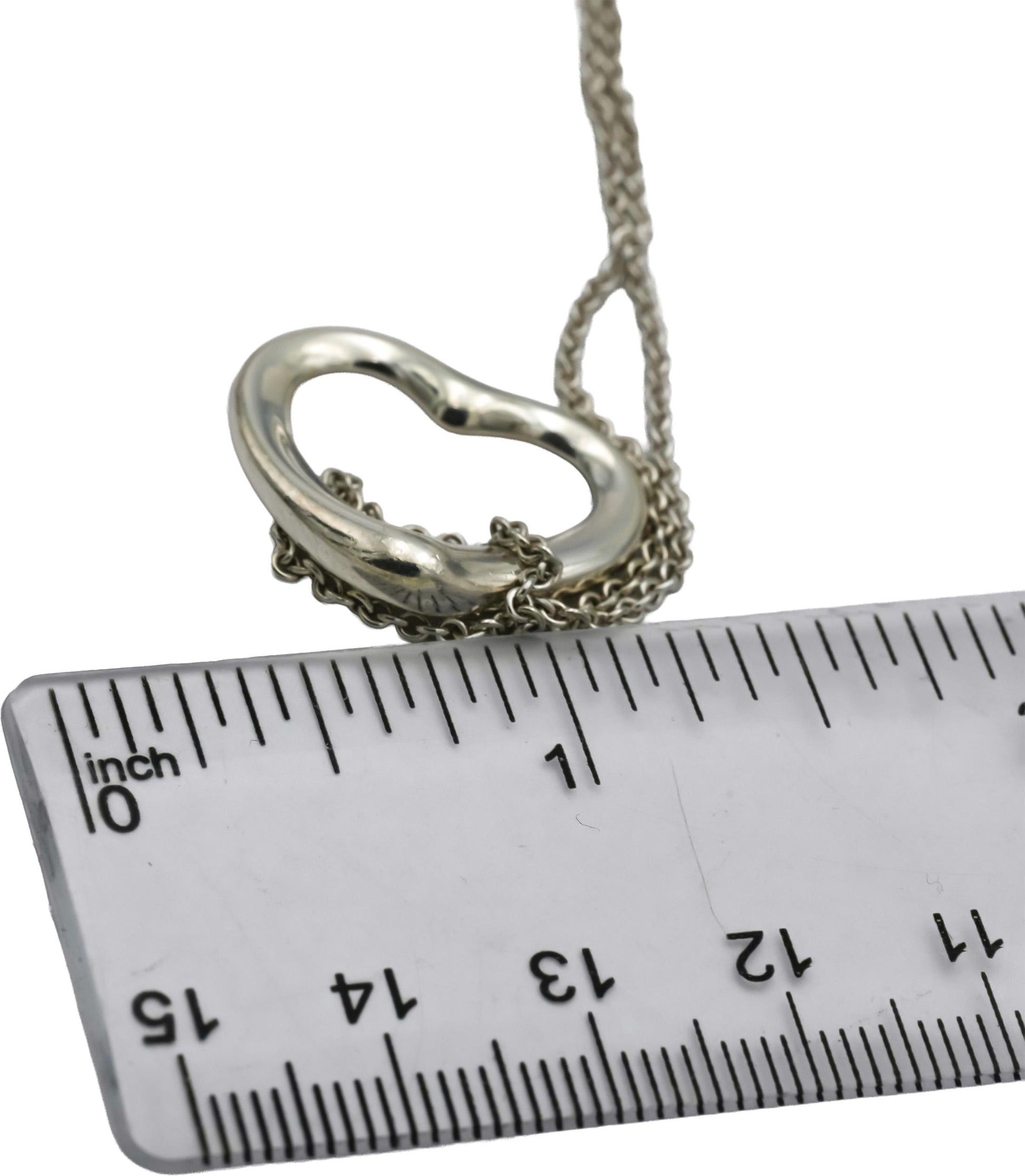 TIFFANY & CO. Sterling Silver Elsa Peretti Open Heart Pendant Necklace