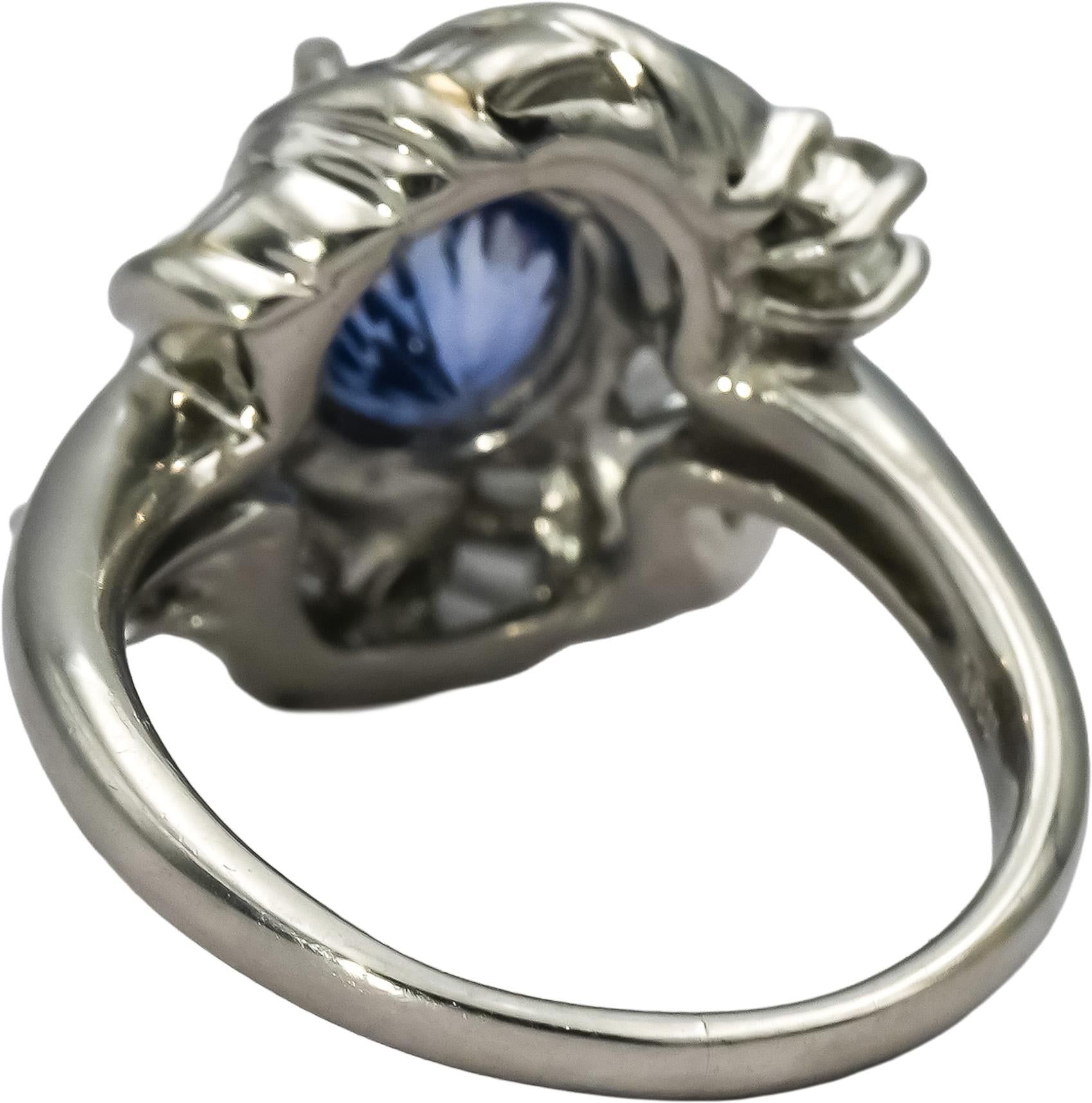GIA Certified Platinum No Heat Madagascar Sapphire and Diamond Ring 3.62CT