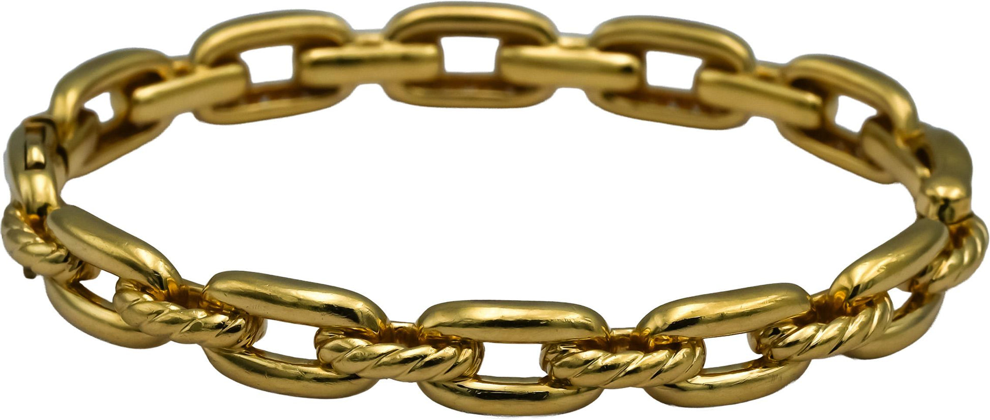 DAVID YURMAN 18k Yellow Gold Diamond Stax Chain Link 7mm Bangle Bracelet 1.21CT