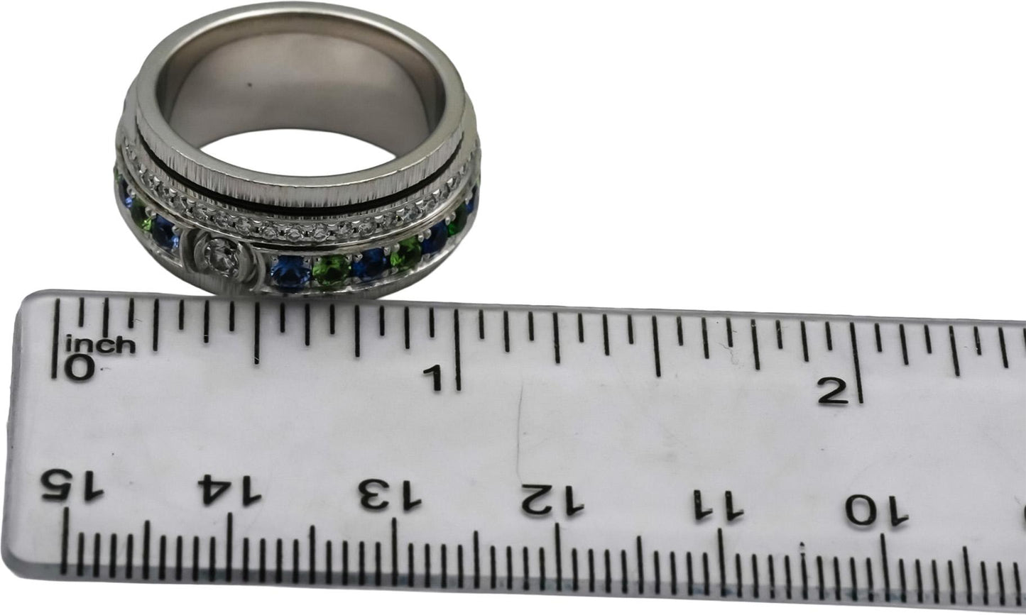PIAGET 18k White Gold Diamond Sapphire Tsavorite Possession Ring 2.04CT Sz 56