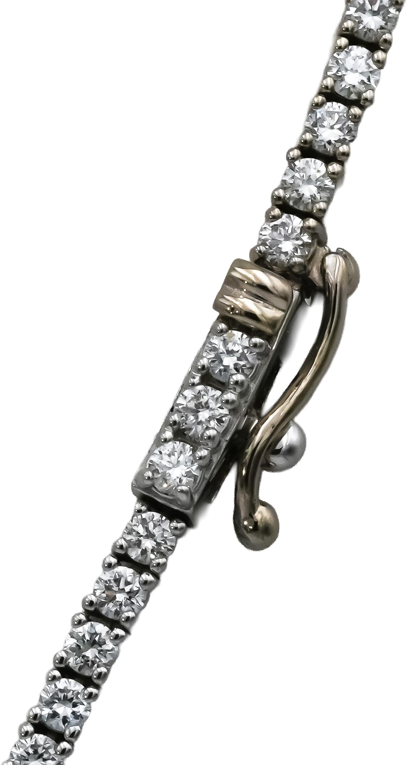 14k White Gold VS Round Diamond Tennis Necklace 5.30CT 203 Pieces