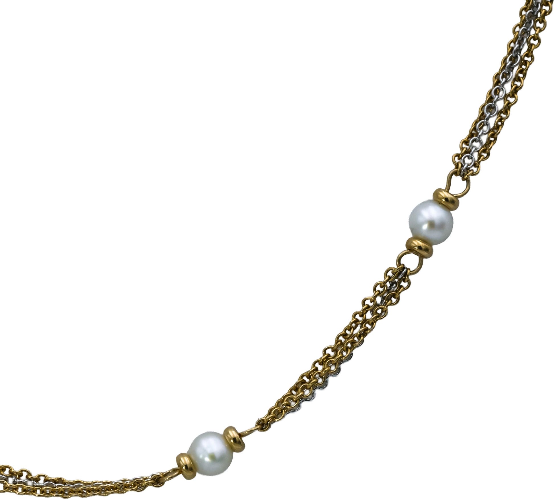 14k White and Yellow Gold 5.0mm Pearl Chain Necklace