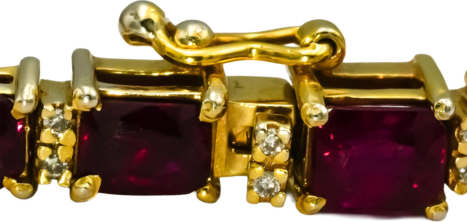 GIA 14k Gold Diamond and Heated Madagascar Ruby Tennis Bracelet 18.12CT