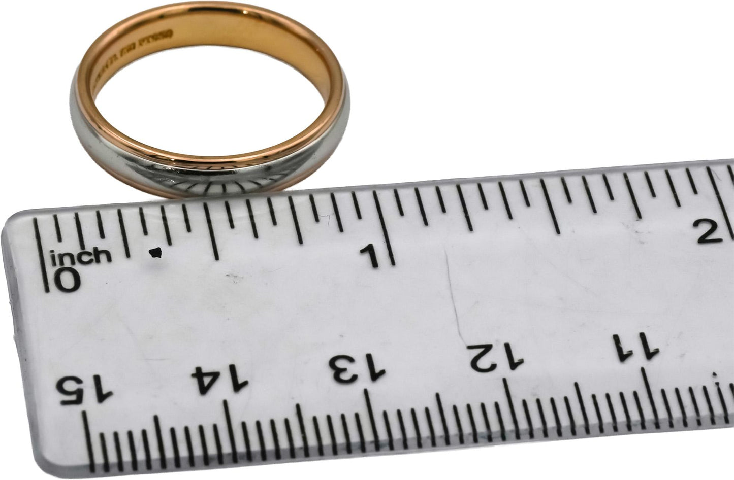 TIFFANY & CO. Platinum & 18k Rose Gold 4mm Wide Band Ring Size 7.5