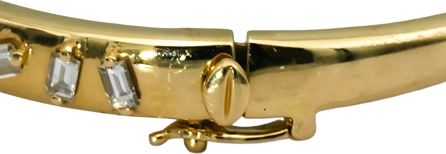 14k Yellow Gold VS Emerald Cut Diamond Bangle Bracelet 1.0CT